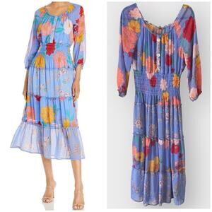 FIGUEROA & FLOWER Tiered Floral Summer Midi Dress, Large